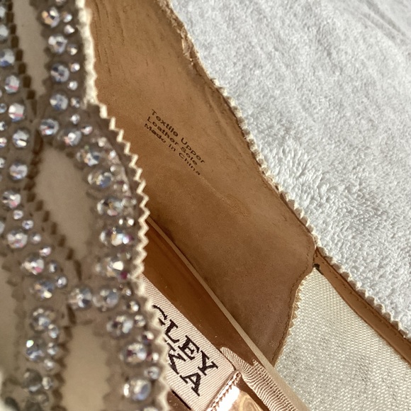 Badgley Mischka Gigi Pointed Flat Evening Shoe Mesh Crystal Bridal Wedding Ivory - Picture 12 of 15